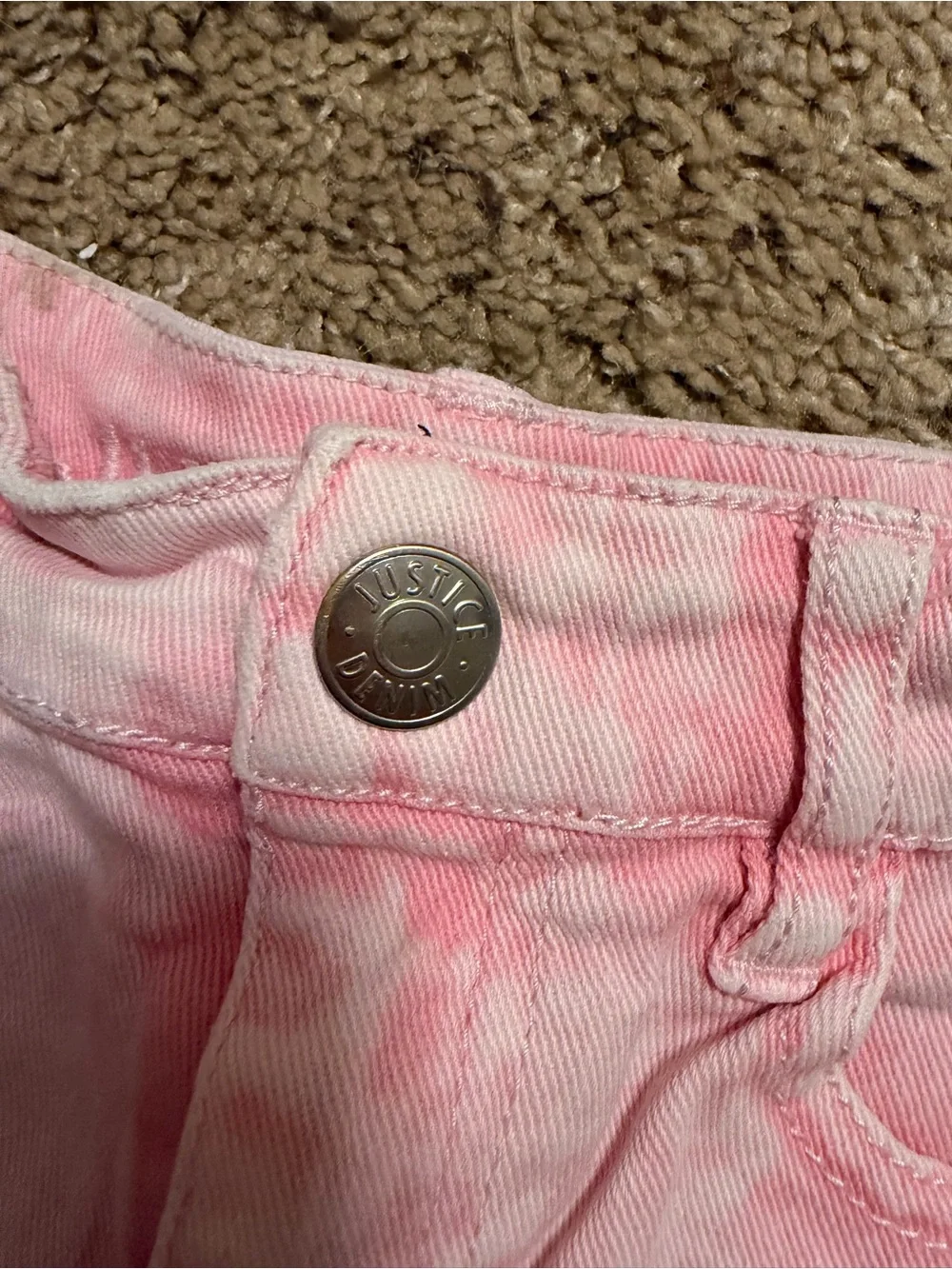 Justice Pink Distressed Denim Shorts with Sequin Hem